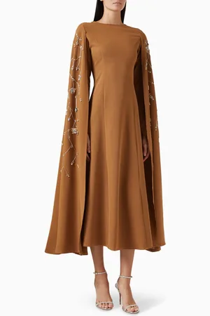 BYK Floral Embroidered Maxi Dress in Stretch Crepe