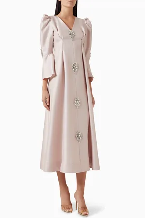 BYK Crystal Brooch Maxi Dress in Brocade