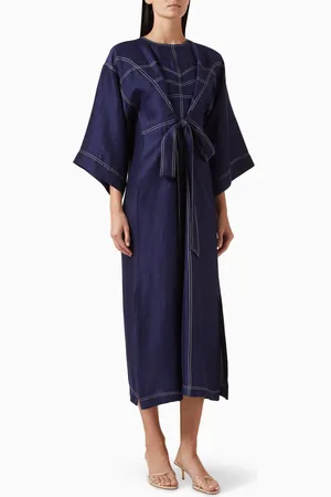 Twinkle Hanspal Detachable Belt Boxy Kaftan in Silk