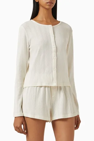 THE NAP CO Pointelle Cardigan & Shorts Sleep Set