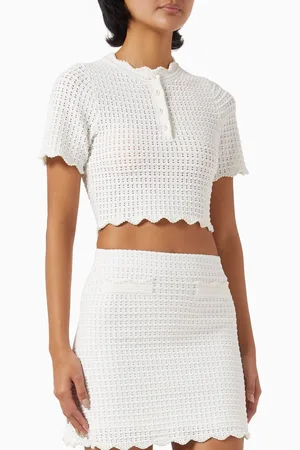 Sandro Roxelane Crop Top in Viscose-blend