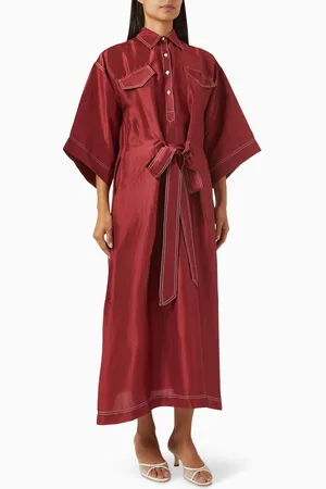 Twinkle Hanspal Detachable Belt Boxy Kaftan in Silk
