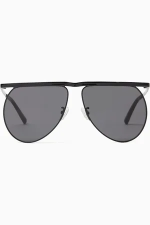 The Attico X Linda Farrow Mina Avaitor Sunglasses in Stainless Steel