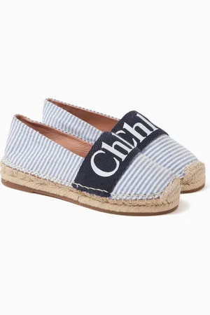 Chloé Allover Stripes Logo Slip-On Espadrilles