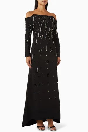 AC Off-shoulder Crystal Embellished Gown