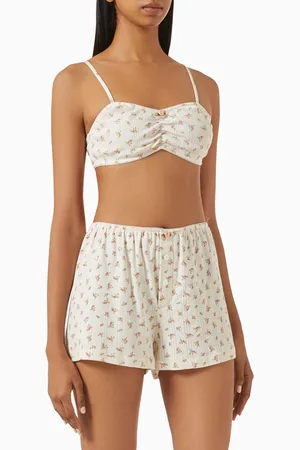 THE NAP CO Pointelle Crop Top in Cotton