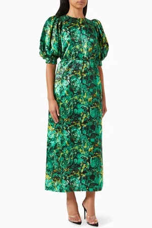 ALÉMAIS Sunburst Belted Midi Dress in Hemp-silk
