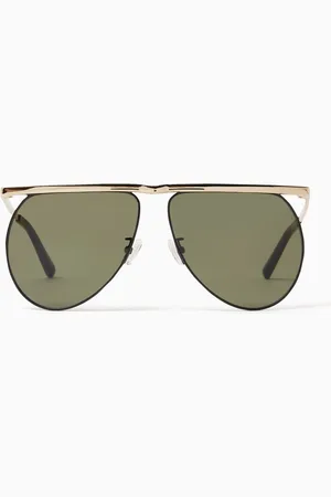 The Attico X Linda Farrow Mina Avaitor Sunglasses in Stainless Steel