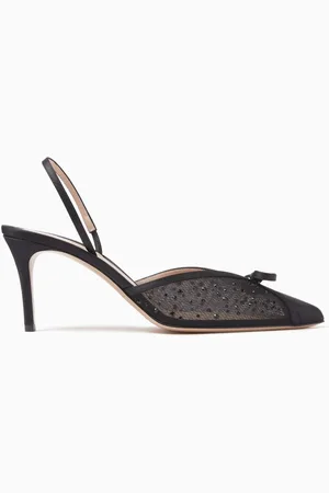 ANDREA WAZEN Kris Glitz 75 Slingback Pumps in Mesh & Satin
