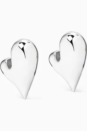 Jenny Art Heart Puff Earrings in Silver-tone Brass