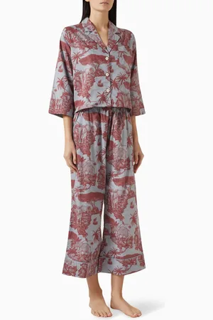 Desmond & Dempsey Pegasus Pyjama Pants Set in Cotton Voile