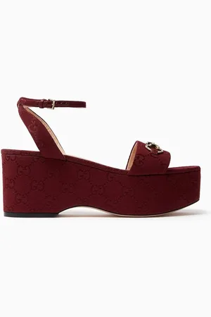 Gucci Horsebit Platform Sandals in GG Canvas