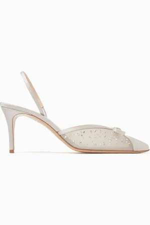 ANDREA WAZEN Kris Glitz 75 Slingback Pumps in Mesh & Satin