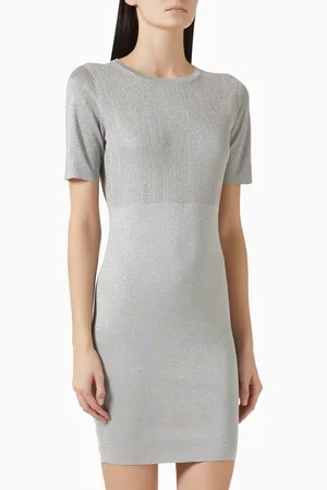 Armani Exchange Frank Mini Dress in Ribbed Viscose-blend