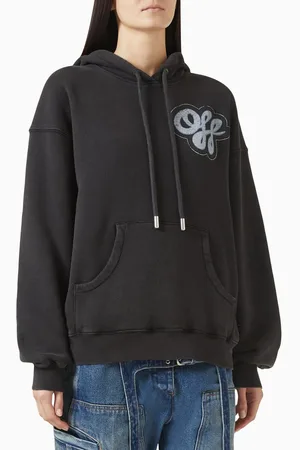 OFF-WHITE Logo Hoodie in Washed Cotton