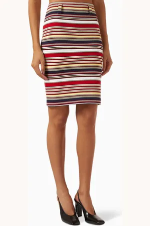 Prada Striped Midi Skirt in Cotton
