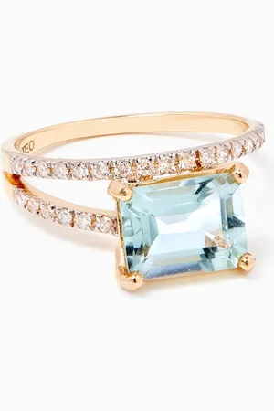 Mateo New York Point of Focus Blue Topaz Ring in 14kt Gold