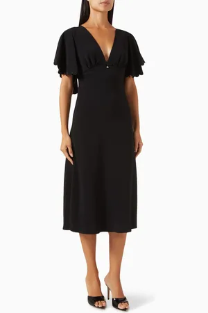 Elisabetta Franchi V-neck Midi Dress in Crepe