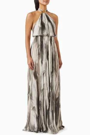 Elisabetta Franchi All-over Print Maxi Dress in Tulle