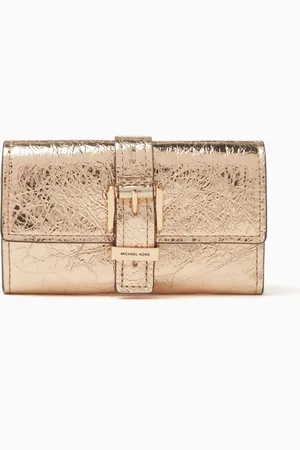 Michael Kors Nolita Tri-Fold Wallet in Metallic Crackled Leather