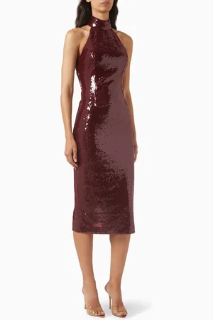 Rebecca Vallance Zelda Sequin Bow Midi Dress