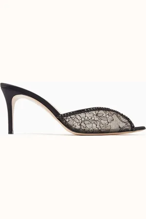 ANDREA WAZEN Katy 75 Mule Sandals in Lace & Satin