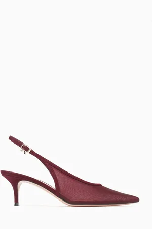 Gianvito Rossi Ascent 55 Slingback Pumps in Organza Mesh & Suede