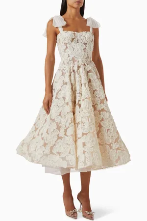 Bronx and Banco Sabrina Floral-embroidery Midi Dress