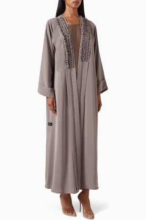 Rauaa official Threads & Motifs Embellished Abaya in Nada Fabric
