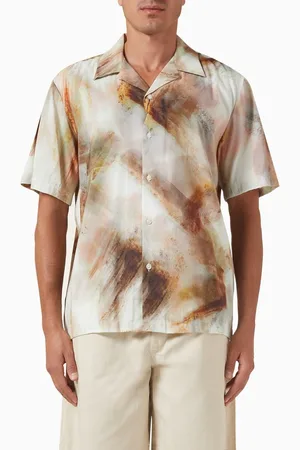 SELECTED Cuban Collar Shirt in Cotton-blend