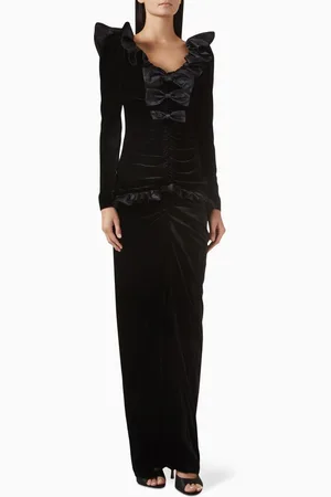 Alessandra Rich Duchesse-bow Dress in Velvet