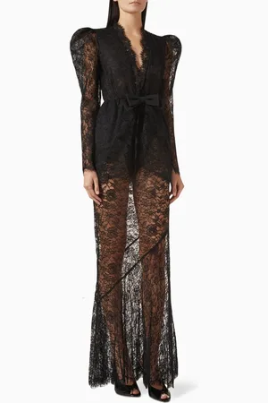 Alessandra Rich V-neck Peplum Dress in Lace