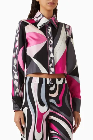 Puccini Pesci-print Cropped Shirt in Silk