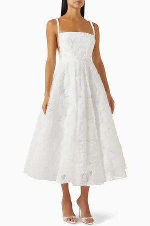 Rebecca Vallance Deliah Embroidered Midi Dress in Tulle