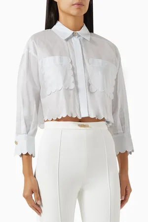 Elisabetta Franchi Scalloped-trim Shirt in Cotton