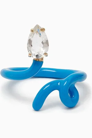 BEA BONGIASCA Baby Vine Tendril Enamel Ring in 9kt Yellow Gold & Silver