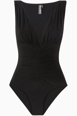 Norma Kamali Tara Shirred Front Mio One-piece Swimsuit in Poly-lycra
