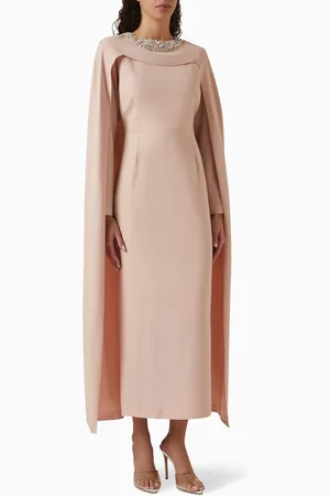 Mimya Cape Midi Dress in Double Crepe