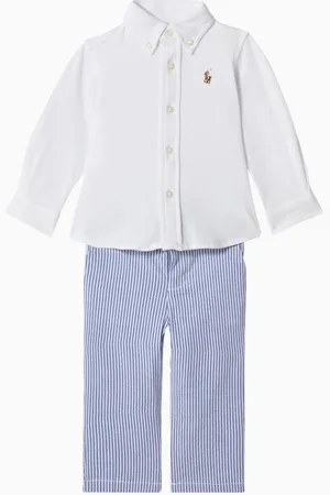 Ralph Lauren Logo Shirt & Striped Pants Set in Cotton