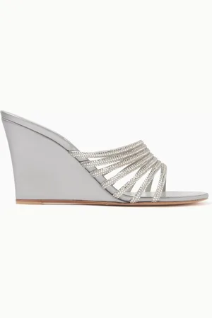 RENE CAOVILLA Crystal-embellished Wedge Sandals in Satin