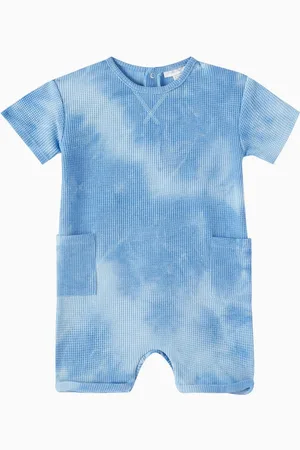Miniclasix Tie-dye Romper & Bucket Hat Set in Waffle Knit