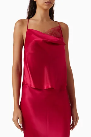 The Sei Lace-trim Cami Top in Silk Satin