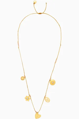 Elna Line Charm Necklace in 18kt Gold-plated Metal