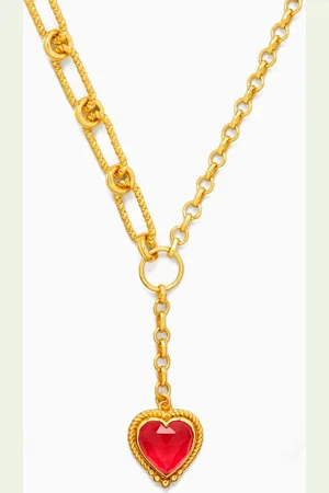 Elna Line Heart Pendant Necklace in 18kt Gold-plated Metal