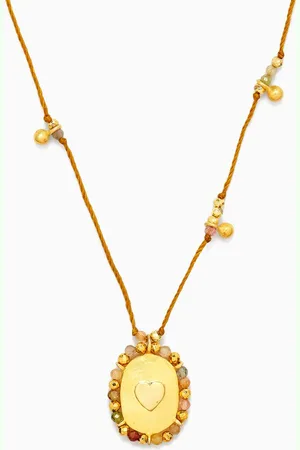 Elna Line Heart Pendant Necklace in 18kt Gold-plated Metal