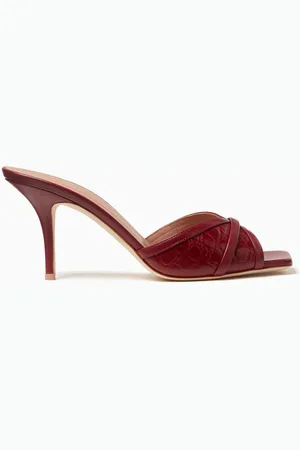 MALONE SOULIERS Perla 70 Mule Sandals in Croc-embossed Leather