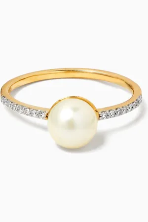 Damas Kiku Pearl & Diamond Ring in 18kt Yellow