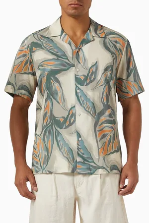 SELECTED Cuban Collar Shirt in Cotton-blend
