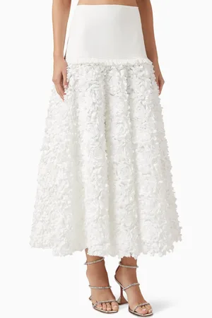 ALEXIS Bria Floral-appliqué Skirt in Cotton Blend