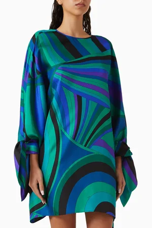 Puccini Iride-print Mini Kaftan in Silk Twill